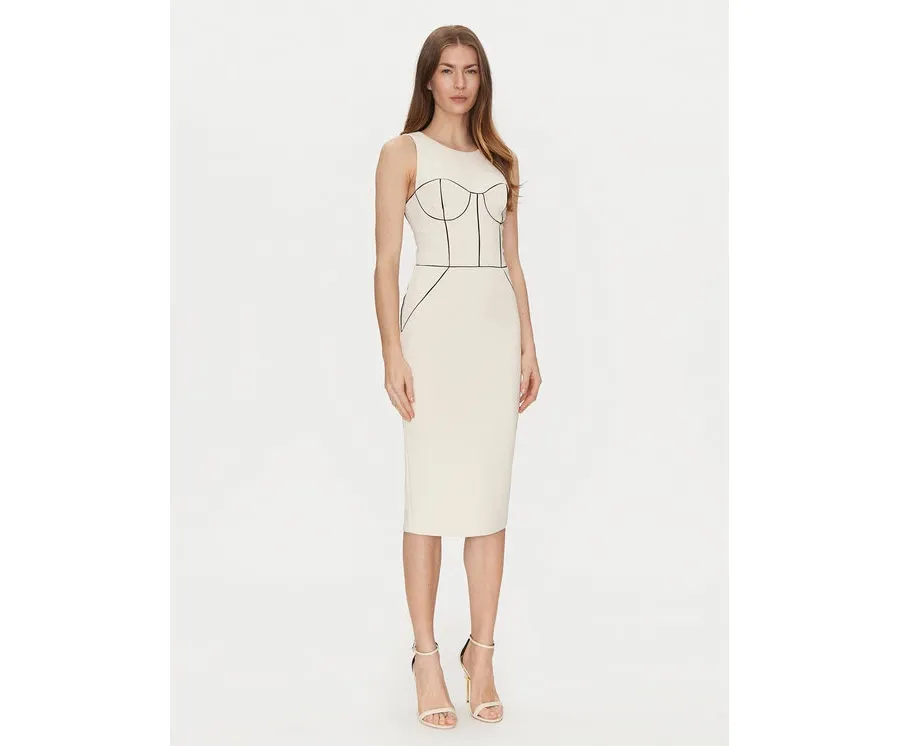 obrazek 1 Elisabetta Franchi Sukienka koktajlowa AB-724-51E2-V440 Écru Slim Fit