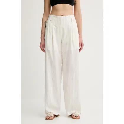 Zdjęcie Nanushka spodnie JENCI damskie kolor beżowy szerokie high waist NW25SSPA26600