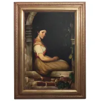 Picture A painting by Giovanni Santaniello depicting a girl sitting under a stone arch