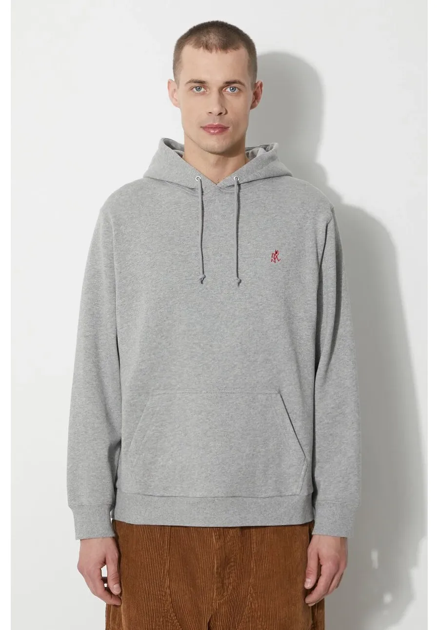obrazek 1 Gramicci bluza bawełniana One Point Hooded Sweatshirt męska kolor szary z kapturem gładka