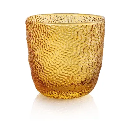 Zdjęcie Piękny delikatnie rzeźbiony zestaw 6 szklanek do wody w kolorze bursztynowym – IVV