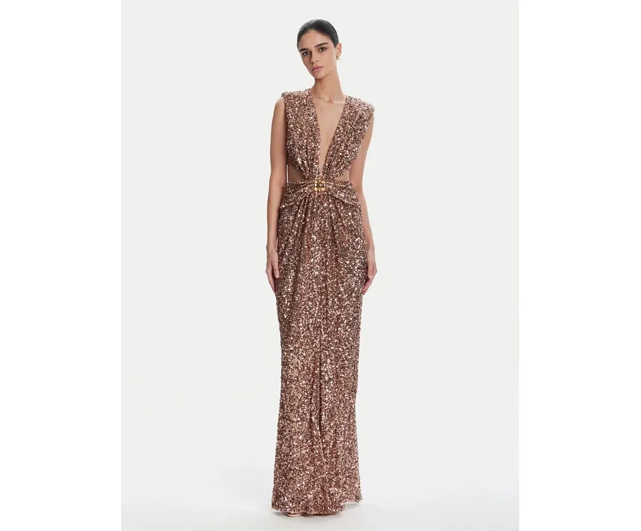 obrazek 1 Elisabetta Franchi Sukienka wieczorowa ABR4852E2 181 Brązowy Regular Fit