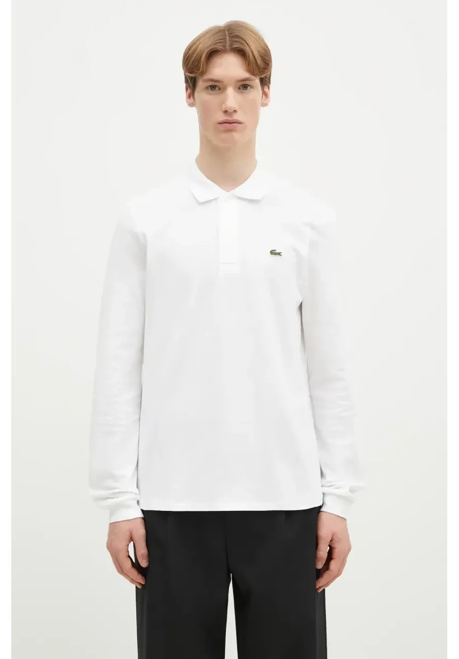 obrazek 1 Lacoste longsleeve bawełniany L1312 001 kolor biały gładki L1312.001-001
