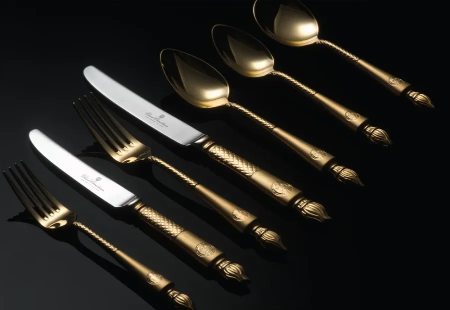 picture 3 Clive Christian Gilded Cutlery Set Empire Flame Gold 125 el.