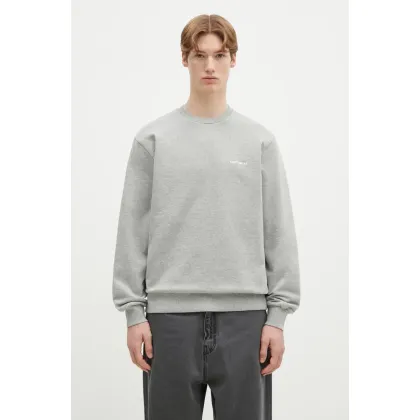 Zdjęcie Carhartt WIP bluza bawełniana Script Embroidery Sweat męska kolor szary melanżowa I034496.00DXX