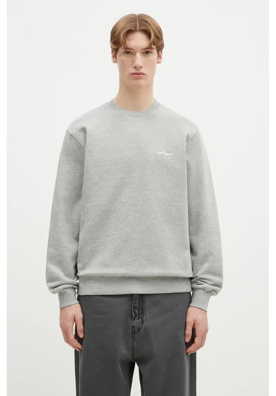 obrazek 1 Carhartt WIP bluza bawełniana Script Embroidery Sweat męska kolor szary melanżowa I034496.00DXX