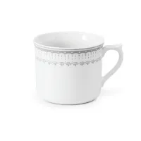 Zdjęcie Luksusowy kubek z porcelany zdobiony delikatnym szarym motywem - Leander