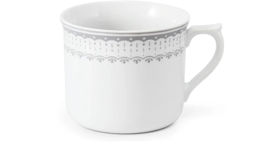 obrazek 1 Luksusowy kubek z porcelany zdobiony delikatnym szarym motywem - Leander