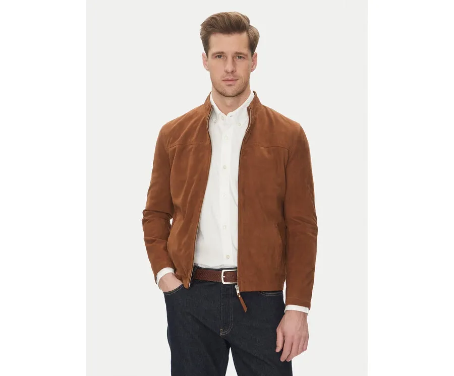 obrazek 1 Serge Pariente Kurtka skórzana Sylvino Vs Brązowy Slim Fit