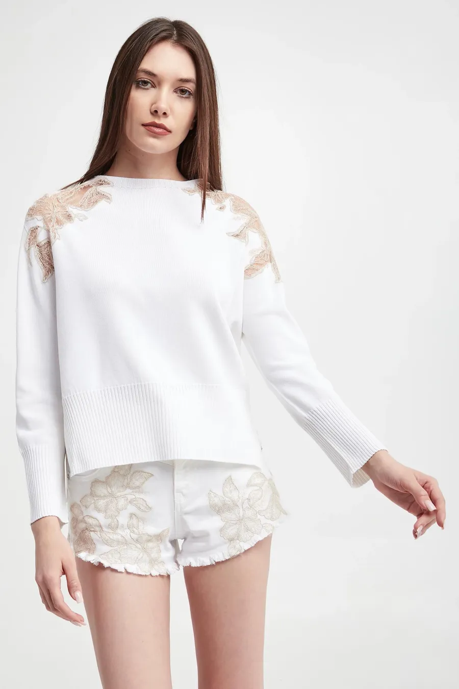 obrazek 1 Sweter damski z koronką ERMANNO FIRENZE Ermanno Firenze