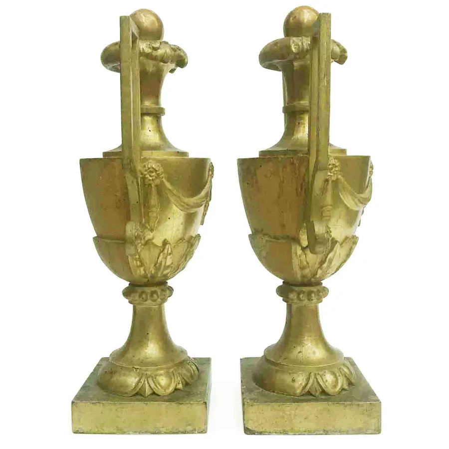 obrazek 2 Para dużych wazonów w kolorze Empire Golden w idealnym stanie z XVIII wieku