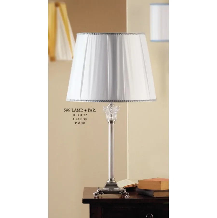obrazek 1 Piękna lampa z kryształową głowicą i białym stożkowym kloszem – Il Paralume Marina