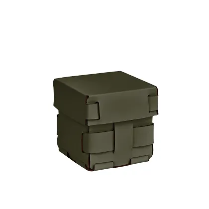 Zdjęcie Elegancki mały koszyk Bottega 12x12xH13 cm w kolorze oliwkowym