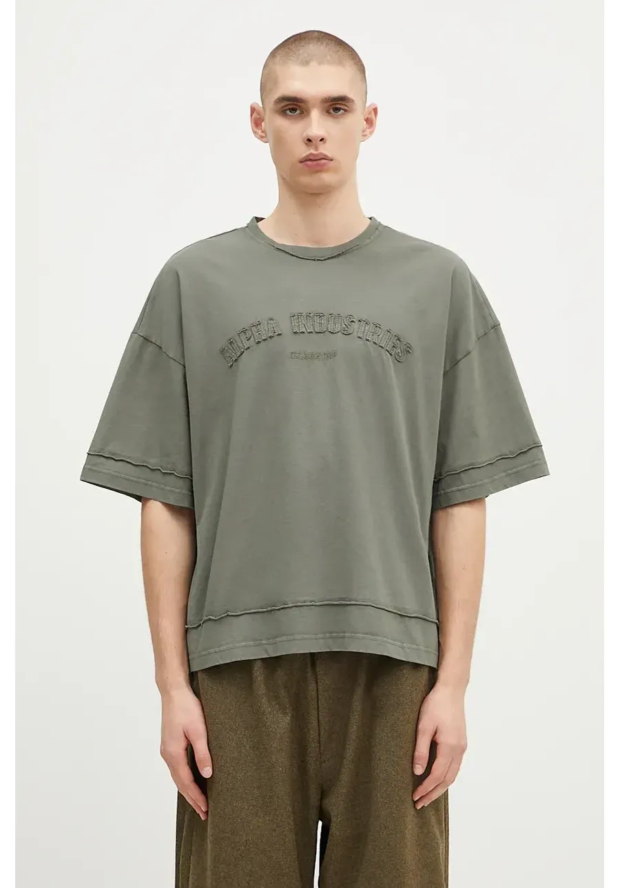 obrazek 1 Alpha Industries t-shirt bawełniany Open Edge męski kolor zielony z aplikacją 148505
