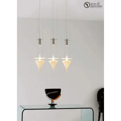 Zdjęcie Elegancka wisząca lampa ze szkła Murano na 3 światła w kolorze bieli lub kryształu