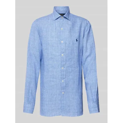 Zdjęcie Koszula lniana o kroju slim fit ze wzorem w kratę glencheck