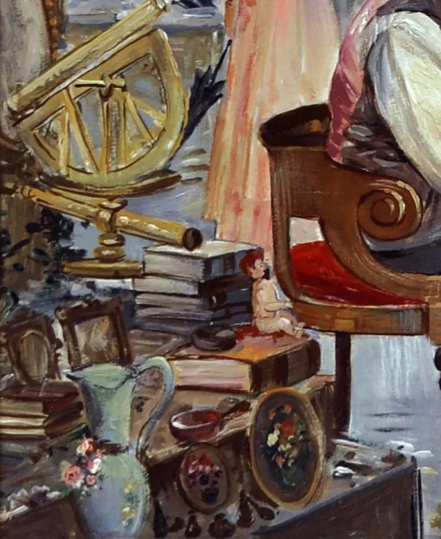 obrazek 3 Zjawiskowy obraz olejny przedstawiający pchli targ w Paryżu 50x70 cm - Elio Ferrara