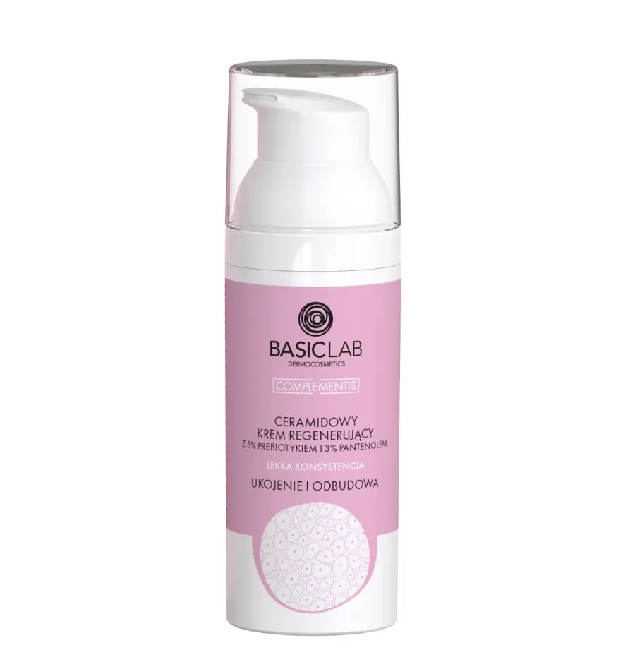 obrazek 1 BasicLab Krem regenerujący z prebiotykiem 5% i pantenolem 3% o lekkiej konsystencji 50 ml Basiclab Dermocosmetics