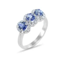Zdjęcie Szafirowy pierścionek Trilogy z fantazyjnym zarysem diamentów