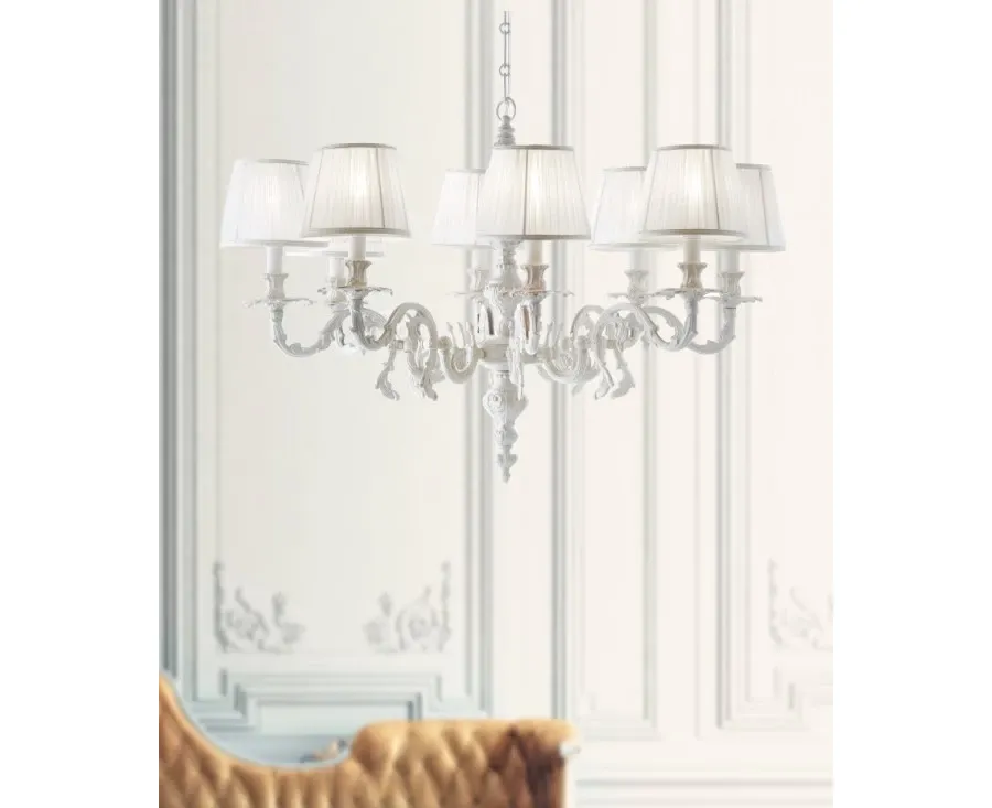 obrazek 2 Żyrandol z lakierowanego odlewu mosiądzu ze stylowymi abażurami - Il Paralume Marina