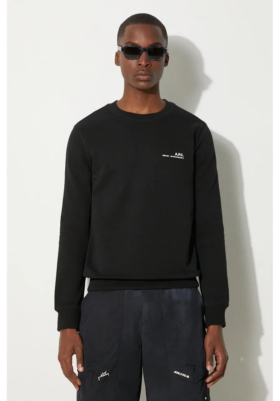 obrazek 1 A.P.C. bluza bawełniana Bluza A.P.C. Sweat Item męska kolor czarny gładka COEAS.H27608-DARKNAVY