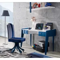 Picture Upholstered, blue swivel armchair - Ferretti e Ferretti