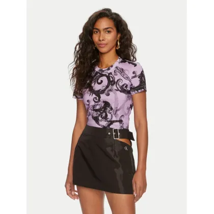 Zdjęcie Versace Jeans Couture T-Shirt 76HAH6D8 Fioletowy Slim Fit