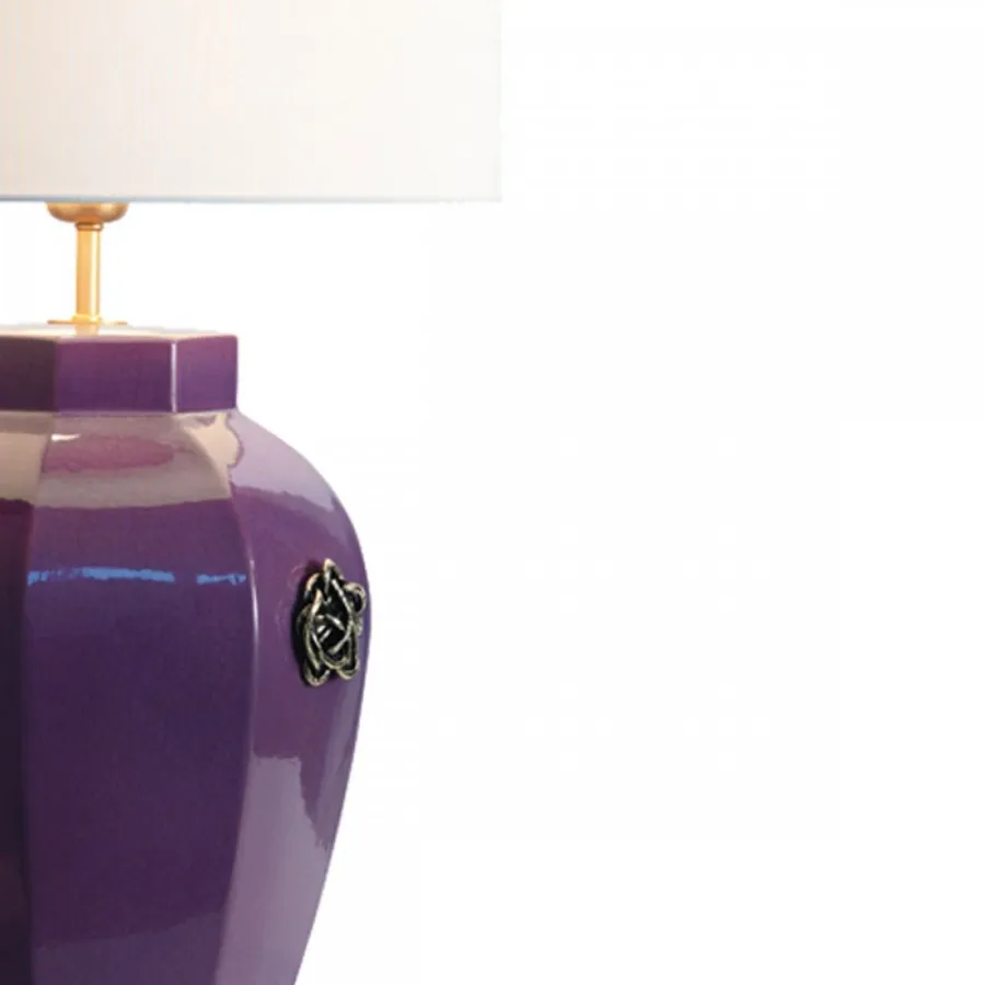 obrazek 2 Ośmiokątna ceramiczna lampa stołowa H.39xL.30xP.30 cm