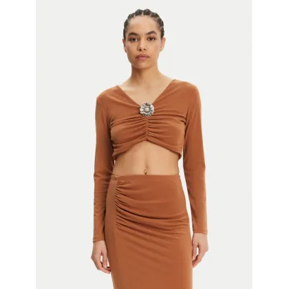 Zdjęcie ViCOLO Bluzka UD0026 Brązowy Slim Fit