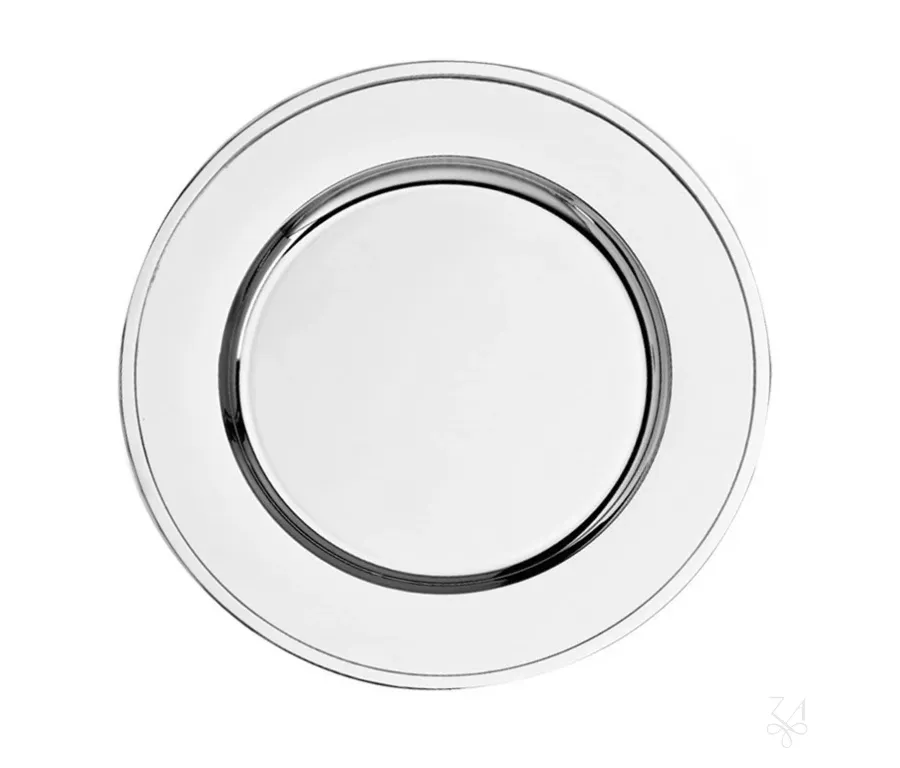 obrazek 1 Stylowy platerowany srebrem okrągły talerz o nowoczesnym designie - Zaramella Argenti