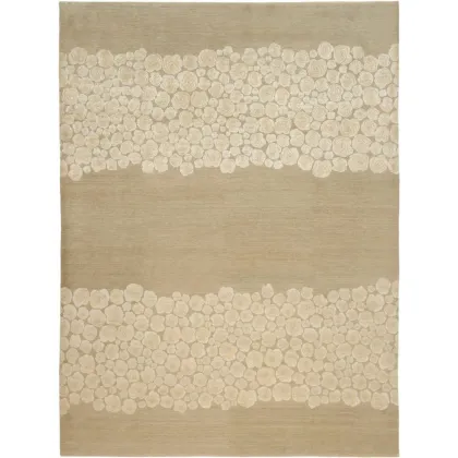 Picture Cream-coloured carpet made of Himalayan wool with a rose motif