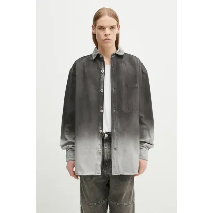 Zdjęcie Marcelo Burlon koszula jeansowa Gradient Denim Overshirt Black White męska kolor szary relaxed z kołnierzykiem klasycznym CMYE01DS25DEN0011001