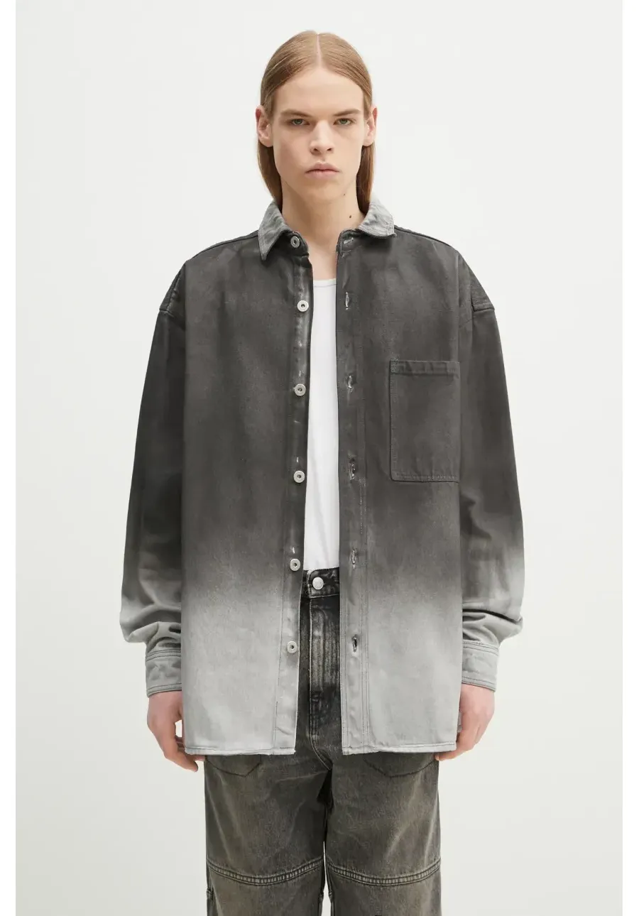 obrazek 1 Marcelo Burlon koszula jeansowa Gradient Denim Overshirt Black White męska kolor szary relaxed z kołnierzykiem klasycznym CMYE01DS25DEN0011001