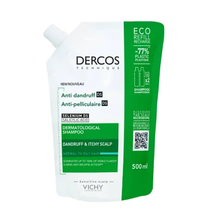 Zdjęcie Vichy Dercos Szampon przeciwłupieżowy włosy tłuste Refill 500 ml