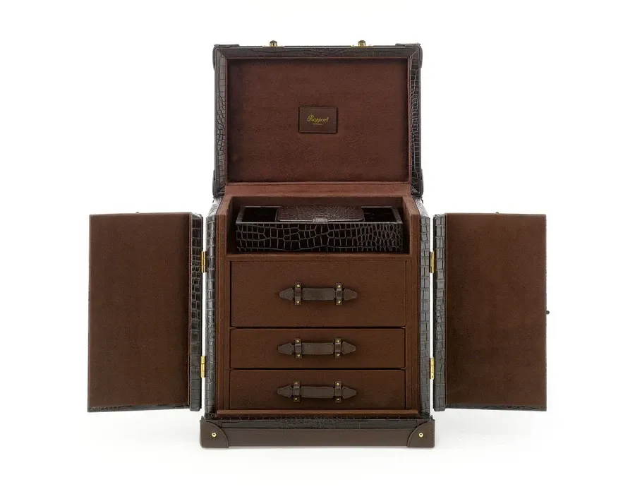 obrazek 1 Fantastyczny kufer na biżuterię i akcesoria pokryty skórą z efektem "krokodyla"