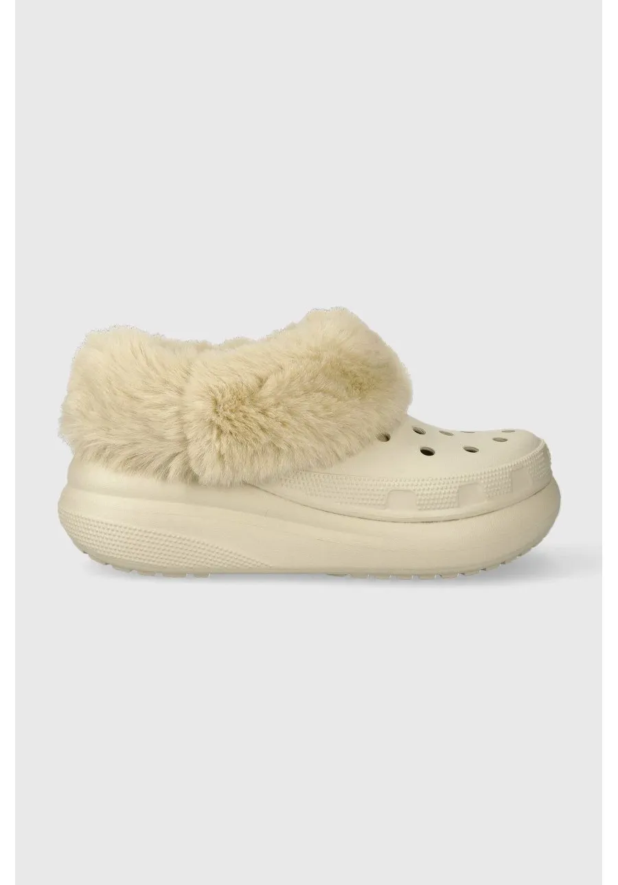 obrazek 1 Crocs klapki Furever Crush damskie kolor beżowy na platformie 208446