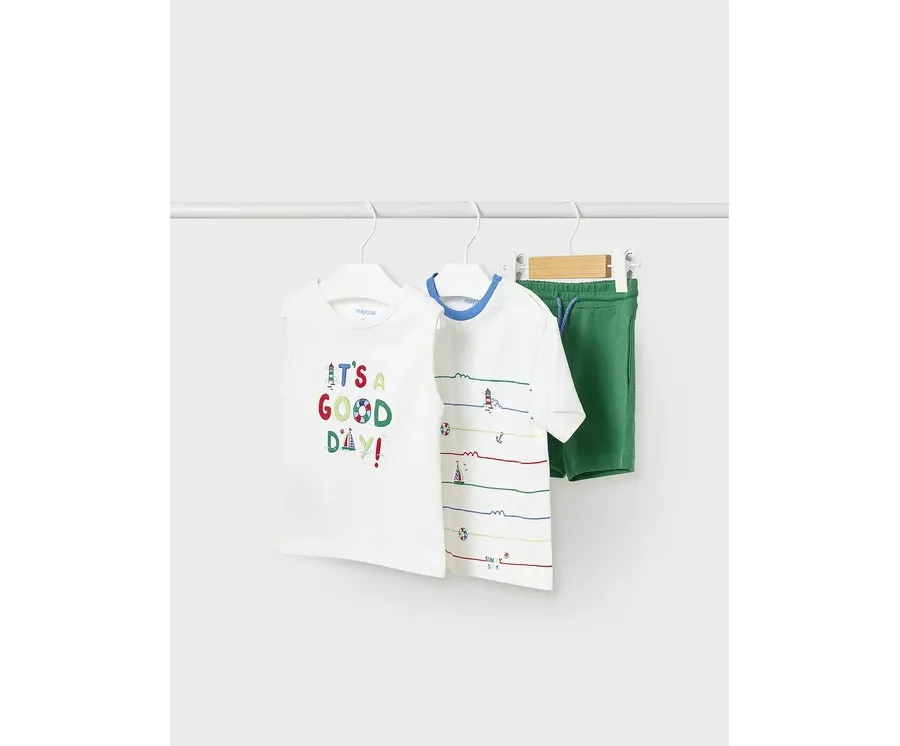 obrazek 1 Mayoral Komplet t-shirt, top i spodenki 1648 Kolorowy Regular Fit