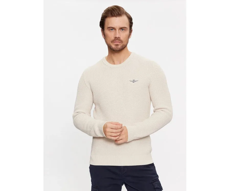 obrazek 1 Aeronautica Militare Sweter 232MA1482L512 Écru Regular Fit