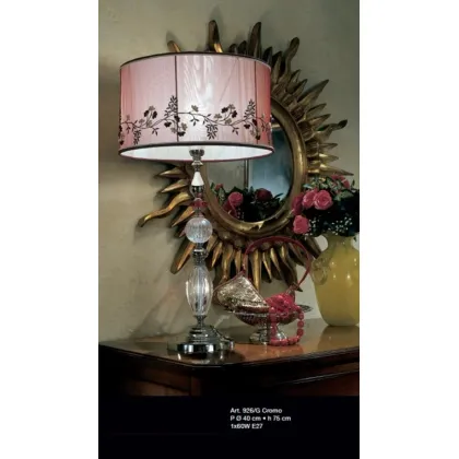 Picture Lamp in transparent old gold and Murano glass with a burgundy shade with embroidery – Il Paralume Marina
