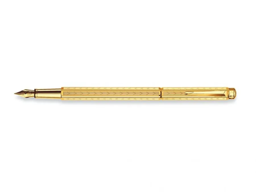 picture 5 Ecridor Fountain Pen - Chevron, gilded hexagonal body and trims