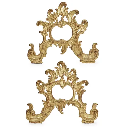 Picture A pair of gilded Louis XV carved friezes with 18th century volutes