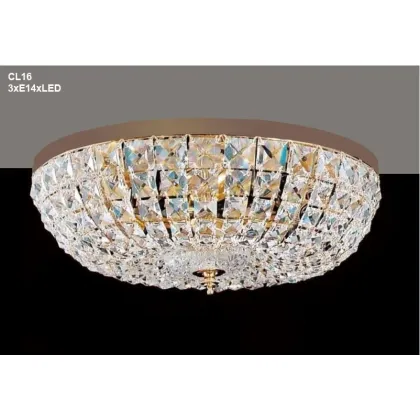 Zdjęcie Stylowy żyrandol Empire z pozłacaną metalową ramą pokrytą przezroczystym szkłem z wisiorkami z przezroczystego kryształu - Il Paralume Marina