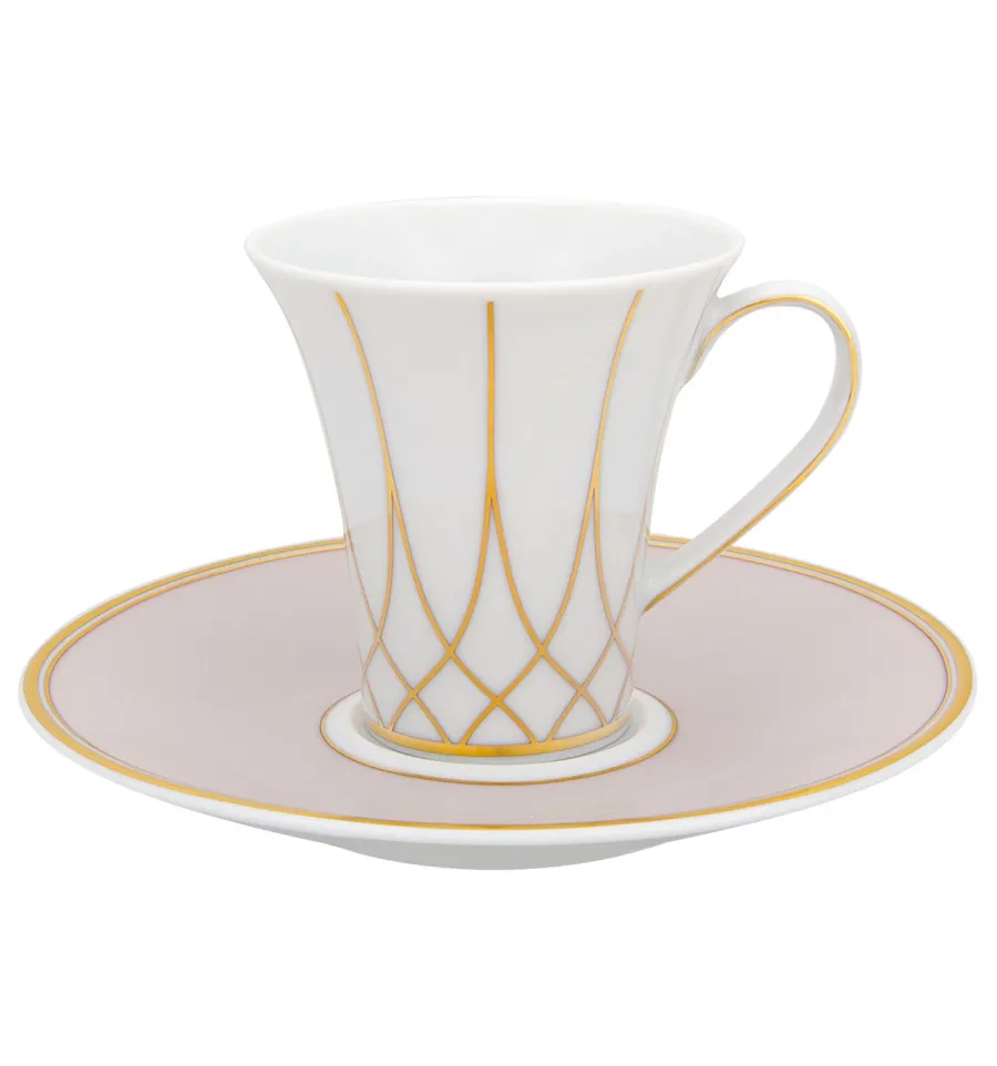 picture 1 Porcelain coffee cup and saucer with a geometric theme and golden finish from the Terrace collection - Vista Alegre