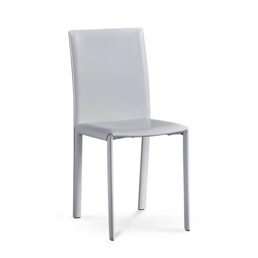 obrazek 1 Minimalistyczne krzesło ze stalową ramą, tapicerowane skórą - Dress - Colico