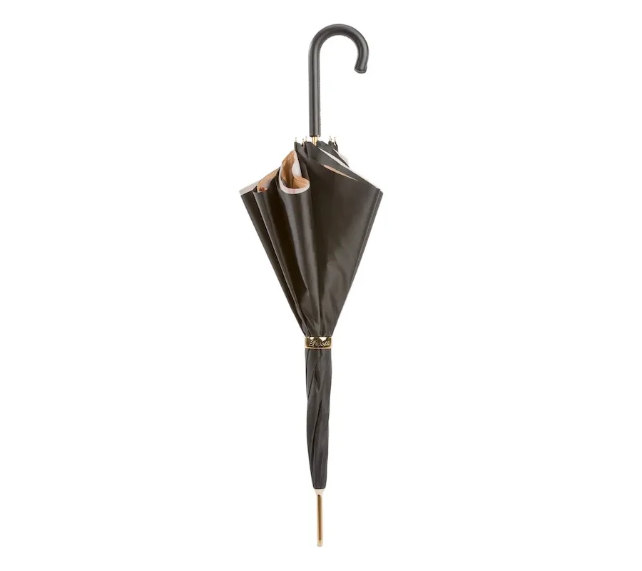 obrazek 2 Stylowy czarny parasol damski w piękną kratę – Pasotti