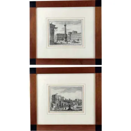 Picture Two graphics of a view of Rome from the 18th century