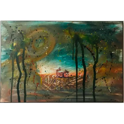 Zdjęcie Burning fields, mixed media na płótnie