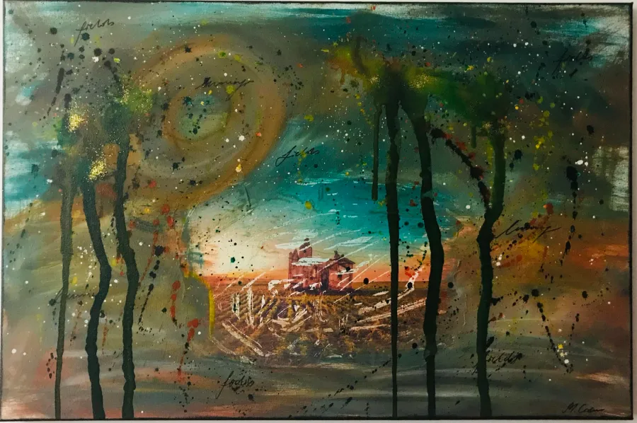 obrazek 1 Burning fields, mixed media na płótnie