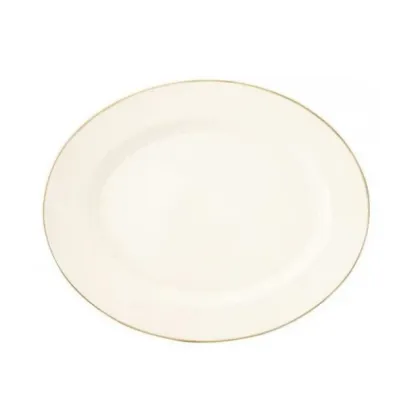 Zdjęcie Porcelanowy duży owalny półmisek ze złotą obwódką w stylu klasycznym – Tettau