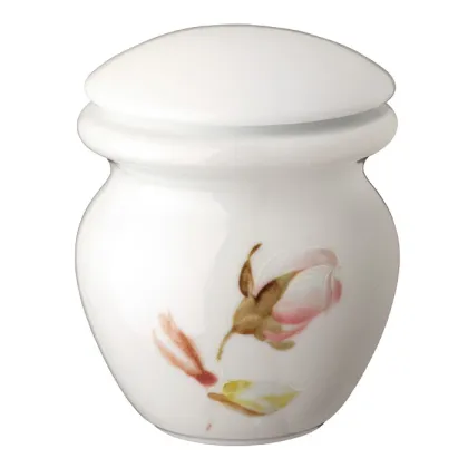 Zdjęcie Biała urna popielnicowa z porcelany i dekoracją różaną